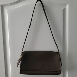 COACH Vintage Dark Brown Leather Flap Shoulder Bag